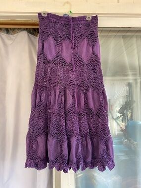 Purple Crochet Tiered Maxi Skirt